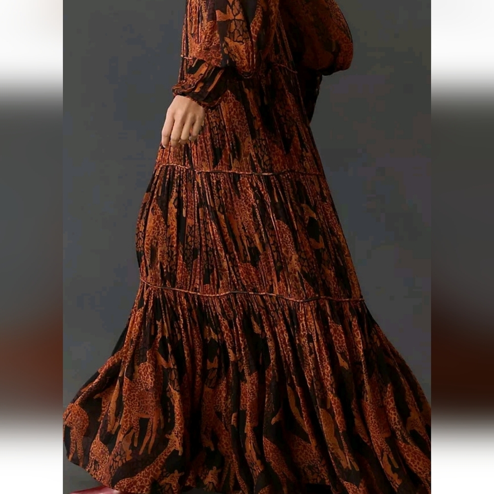 FARM Rio | $330 Giraffe Print Puff Sleeve Maxi Dress - Picture 6 of 16